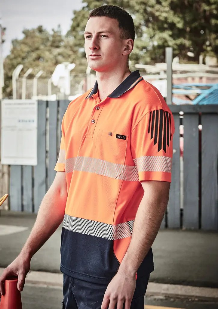 SYZMIK Unisex Hi Vis Segmented Tape Flux Short Sleeve Polo ZH555 Metro Workwear